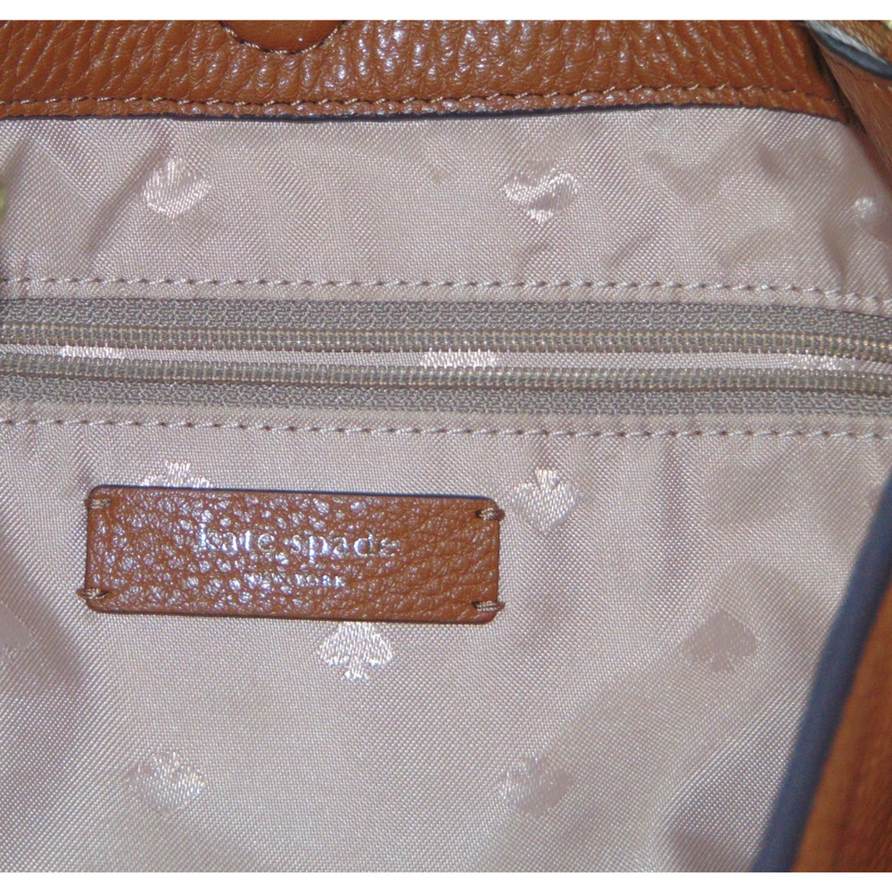 Kate Spade New York Pebbled Leather Medium Crossbody Bag Cognac Luggage Gold Zip - Picture 7 of 10